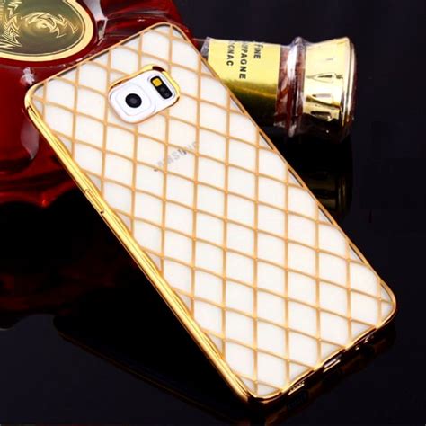 TheGiftKart Luxury Electroplated 3D Diamond Grid Pattern (Golden) TPU ...