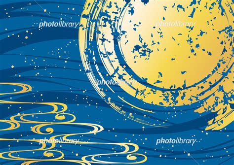 月と流水 和風イメージ 青 イラスト素材 [ 6529961 ] - フォトライブラリー photolibrary