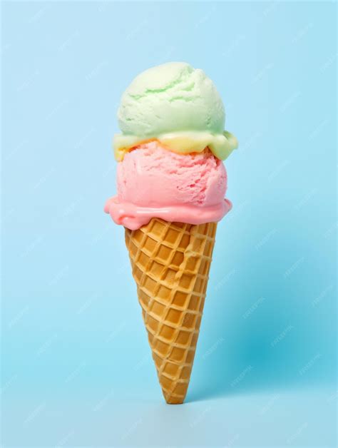 Premium Photo | Ice cream cone with two scoops of ice cream