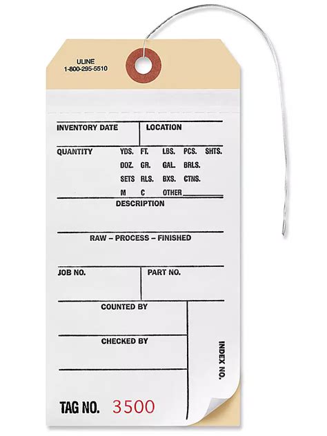2-Part Inventory Tags - Carbonless, Pre-wired, #3500 - 3999 S-6452PW ...
