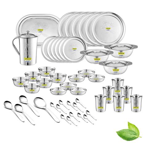 URBAN CHEF Dinner Set Steel | 51 Pcs | Kitchen Set for Home, Stainless ...