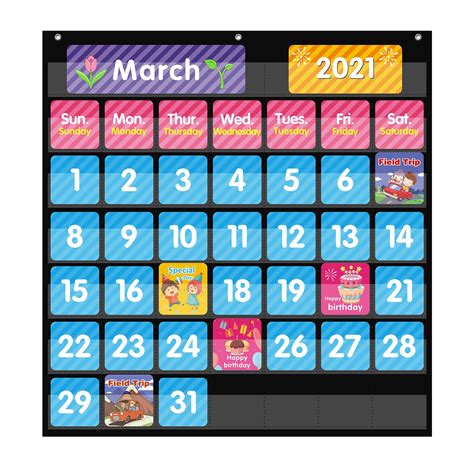 Mua REGELETO Large 44 Pockets Calendar Pocket Chart for Classroom with ...