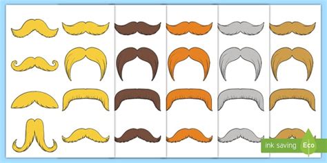 Role Play Fake Moustaches (Different Colours) Cut-Outs