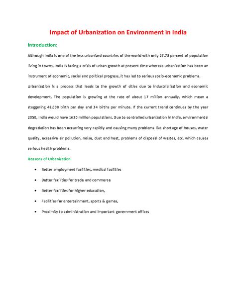 Impacts of Urbanization on Environment in India: A Detailed Analysis ...