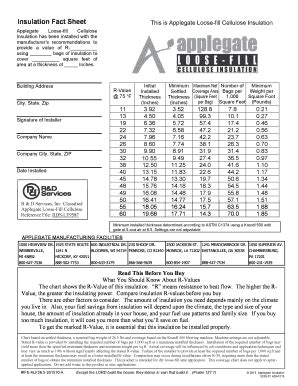 Applegate Loose-fill Cellulose Insulation Fact Sheet - Fill Out, Sign ...