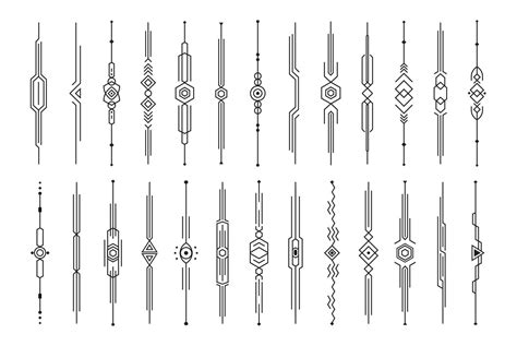 Dividers collection, vertical decorative lines, set of futuristic ...