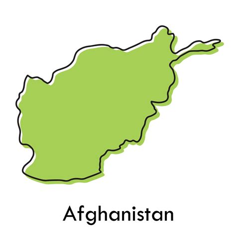 afghanistan map - simple hand drawn stylized concept with sketch black line outline contour map ...