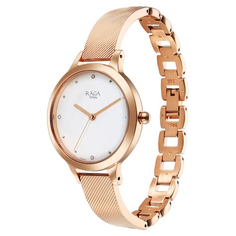 Buy Online Titan Raga Memoirs Quartz Analog White Dial With Rose Gold ...