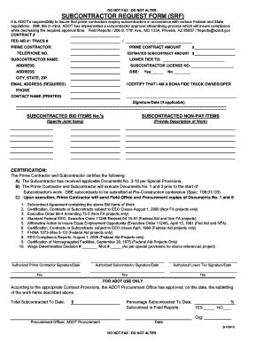 Arizona Subcontractor Request Form - Blank Fillable Template | Fill Out ...