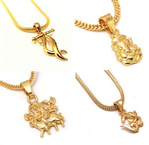 PYR Fashion 4 Pendant with 1 Chain Krishna, Durga Mata, Om, Ganpati ...