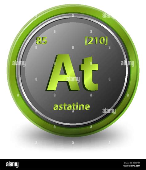 Astatine chemical element. Chemical symbol with atomic number and atomic mass. illustration ...