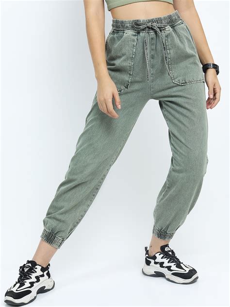 Tokyo Talkies Women Green Jogger Heavy Fade Cropped Jeans - Price History