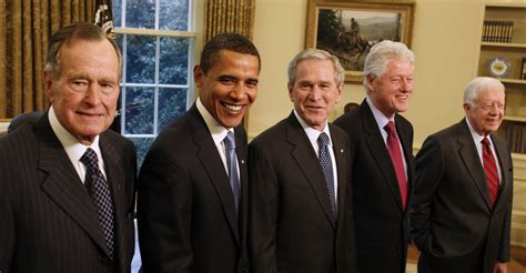usa-politics-five-us-presidents-meet - Barack Obama Pictures - Barack Obama - HISTORY.com