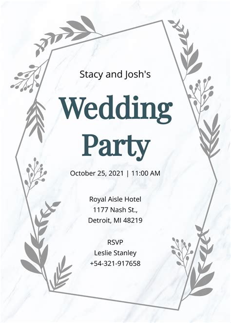 Wedding Celebration Party Invitations