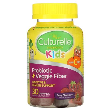 Culturelle, Kids, Probiotic + Veggie Fiber Gummies, Berry Blast , 30 ...