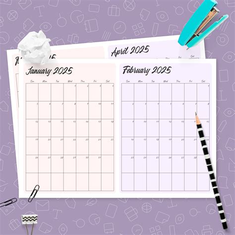 Two Months On Page Calendar Template - Download Printable PDF
