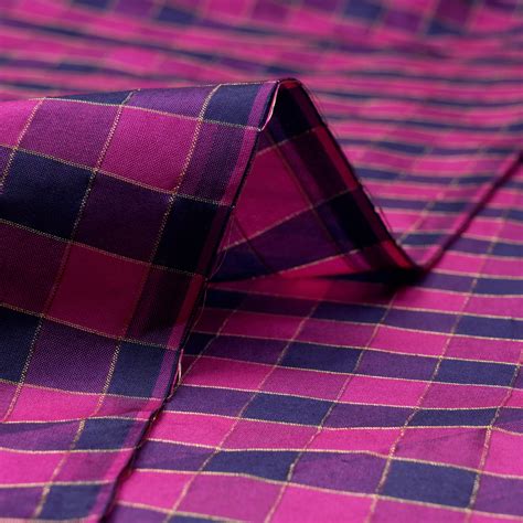 Buy Multi Color Yarn Dyed Zari Outline Check Pattern Fancy Pure Silk ...