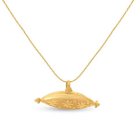 22K Gold Jitiya Pendant with Embossed Flower Motif | Vreeshali Jewels