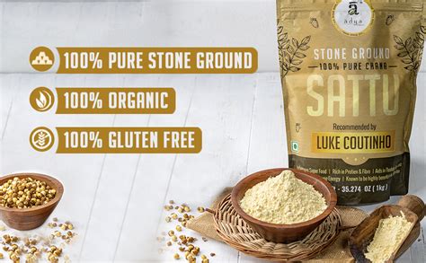 Adya Organics Sattu Powder | Gluten Free Roasted Black Chana Flour ...