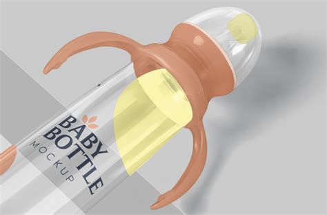 Baby Bottle with Handles and Cap Mockup Detailed Display | ZippyPixels