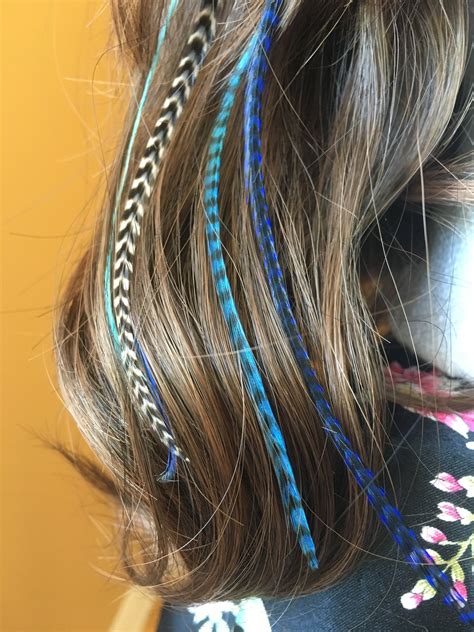 Feather Hair Extension Clip in Blue Turquoise Pale Blue and | Etsy