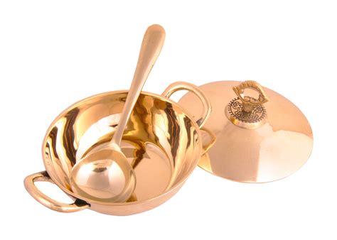 Bronze Kansa Kadai Portion Bowl Donga with Lid and Spoon for Home and ...