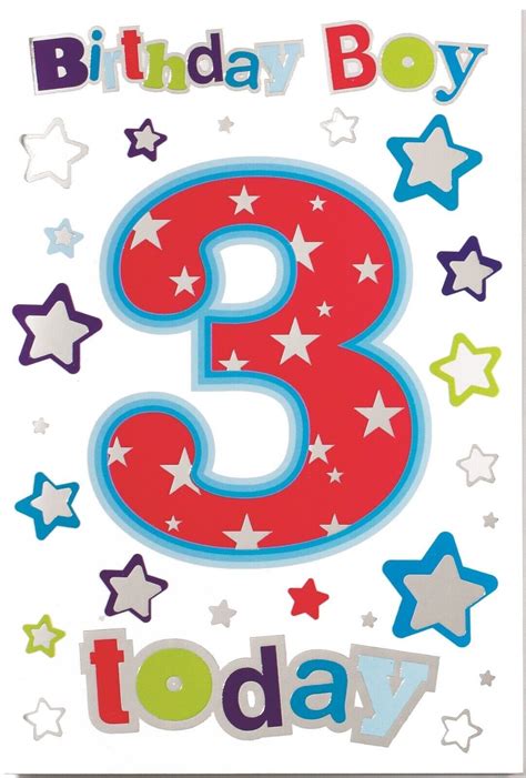 3rd Third Birthday Boy Greeting Card for Son, Grandson, Nephew, Friend ...