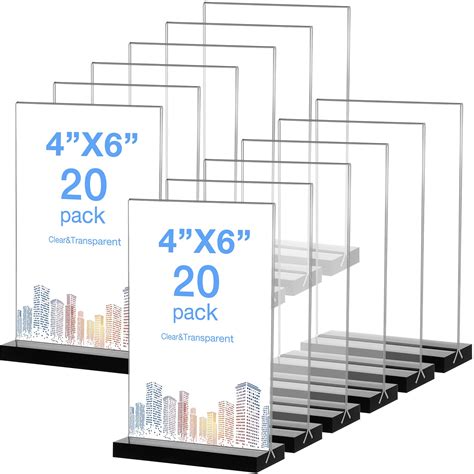 Buy 20 Pack Acrylic Sign Holder 4 x 6 Inches Table Sign Holder Clear ...