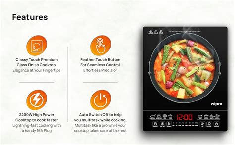 Buy wipro Vesta Cic203 Radiant Induction Cooktop 2200W, Black Online at ...