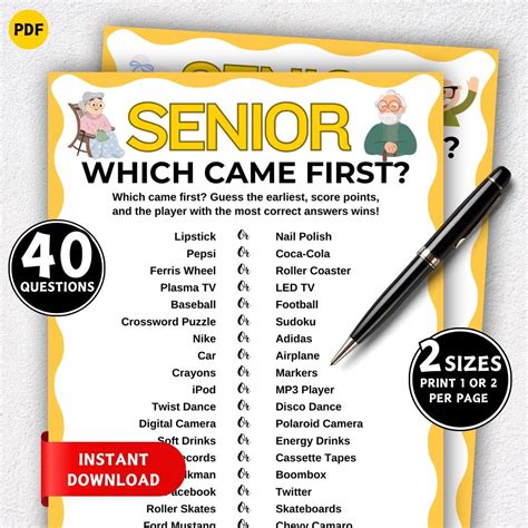 Which Came First Trivia Game, Games for Senior Citizens, Fun Elderly ...