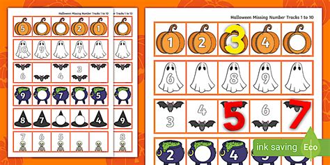 👉 Halloween Missing Number Tracks 1 to 10 | Twinkl