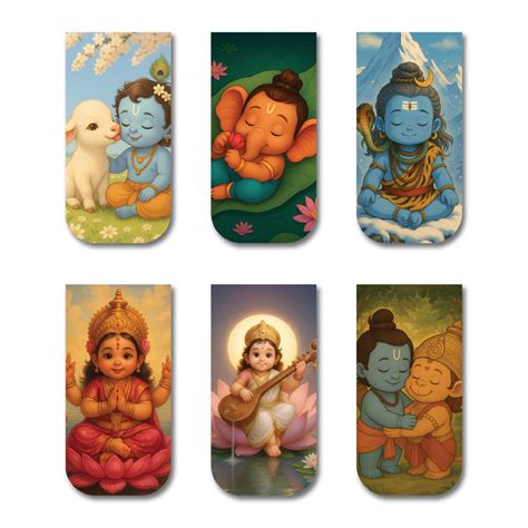Divine Sanatani Magnetic Bookmark Set of 6 (Design 1) – OneOclock.in