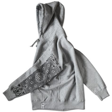 BANDANA SLEEVE HOODIE NO LOGO Ver.【GRAY】 | INDUSTRIAL SUITE