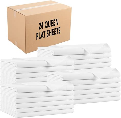 Amazon.com: 24 Bulk Pack Queen Flat Sheets (90"X110") Bright White T ...
