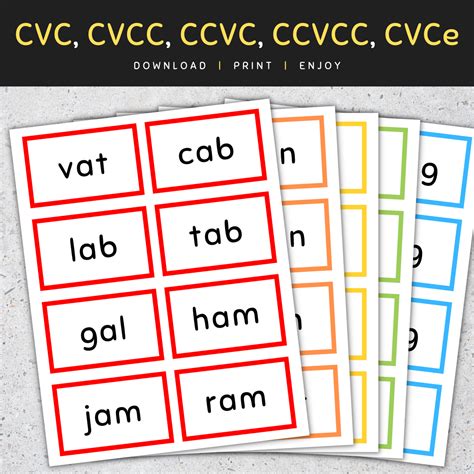 Flash Cards Bundle: CVC to CCVCC Words Flashcards, 5 Words Lists, [SET 1] | Made By Teachers