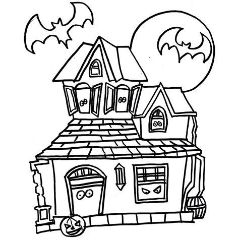 Halloween Coloring Pages Spooky Haunted House Intricate Pattern 400 518 ...