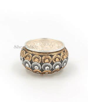 Oxidised Silver Peacock Design Nalangu Set - Silver Palace