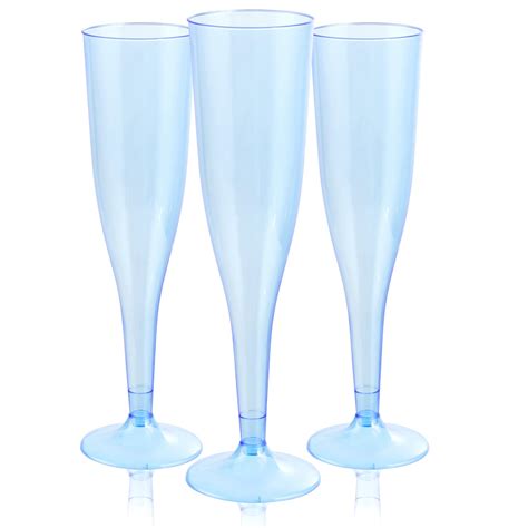 Amazon.com | WDF 36 Pack Clear Blue Plastic Champagne Flutes - 7OZ Blue ...