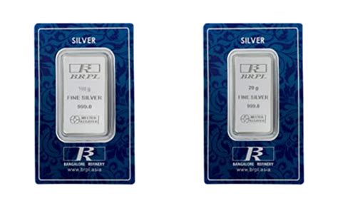 Buy Bangalore Refinery 999 Purity Combo of 100gms + 20gms Silver Bars ...