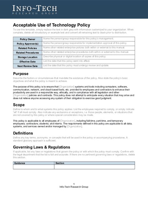 Acceptable Use of Technology Policy - Fill Out, Sign & Share Online ...