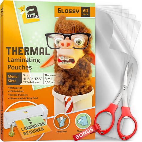 Thermal Laminating Pouches, 11.5 x 17.5 Inches, 3 Mil Thick, 20 Pack ...