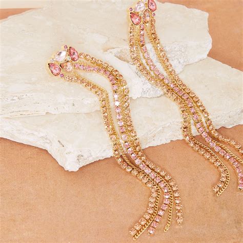 Buy Gold Plated Z Limited Multi Stone Long Earrings - Accessorize India
