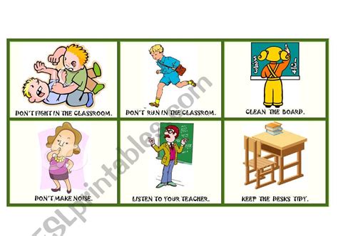 Image result for Classroom Rules ESL Worksheet