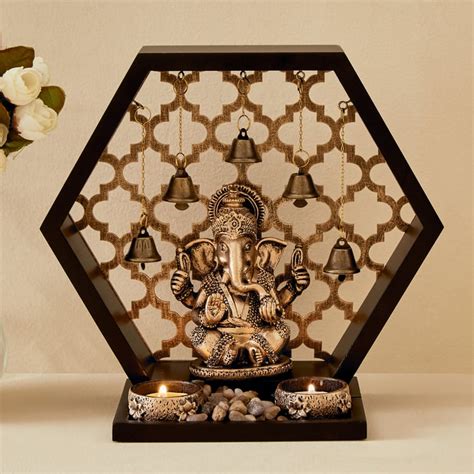 Buy Renaissance 4Pcs Polyresin Ganesha Figurine with T-Light Holders ...