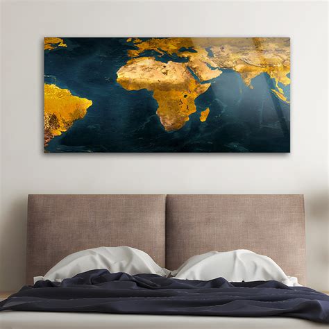 Euro-African World Map: Tempered Glass Wall Art – thedecorark