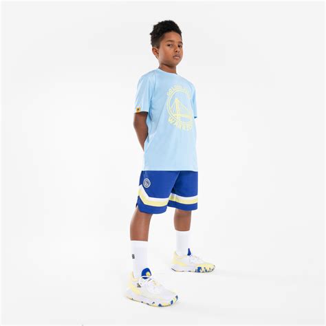 Kids' Basketball Shorts SH 900 NBA Warriors - Blue - Decathlon