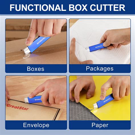 12-Pack Box Cutter Retractable - Blue-WORKPRO® Tools