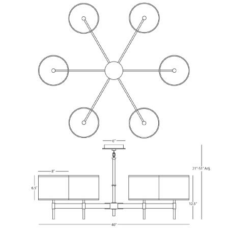 Robert Abbey Z2178 Echo 6 Light 40" Chandelier | Build.com