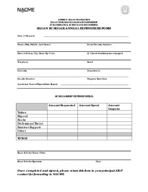 Fillable Online mtech SLOAN SCHOLAR ANNUAL EXPENDITURE FORM - NACME ...