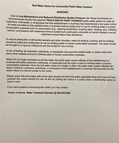 Please see the attached water boil notice, as required by TCEQ. This is ...